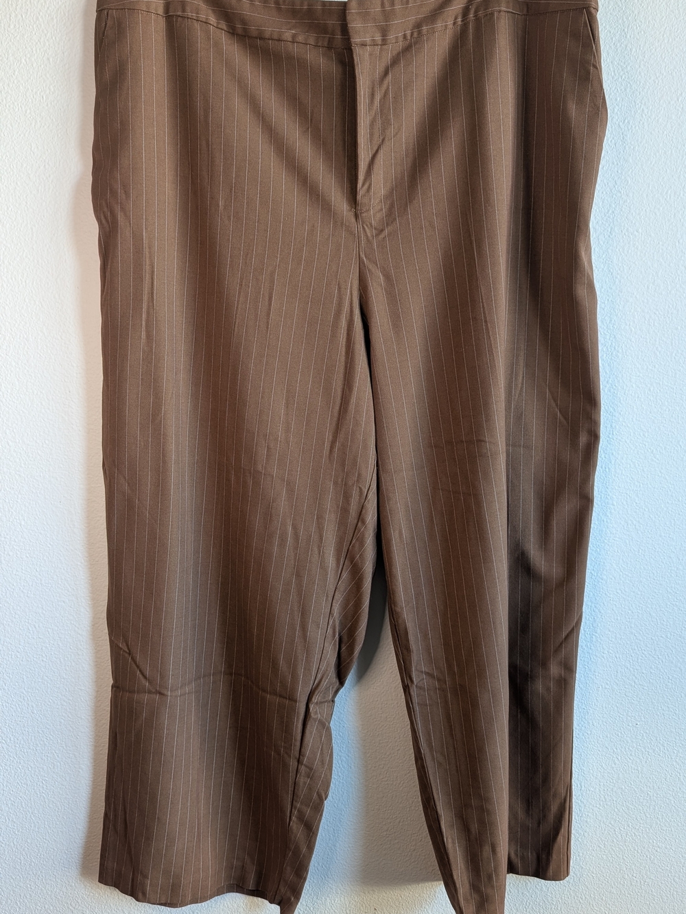 Eloquii Brown Pinstripe Straight-Leg Trousers
